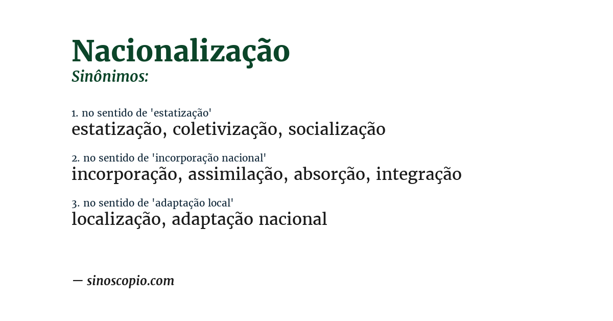 Sinônimo de nacionalização