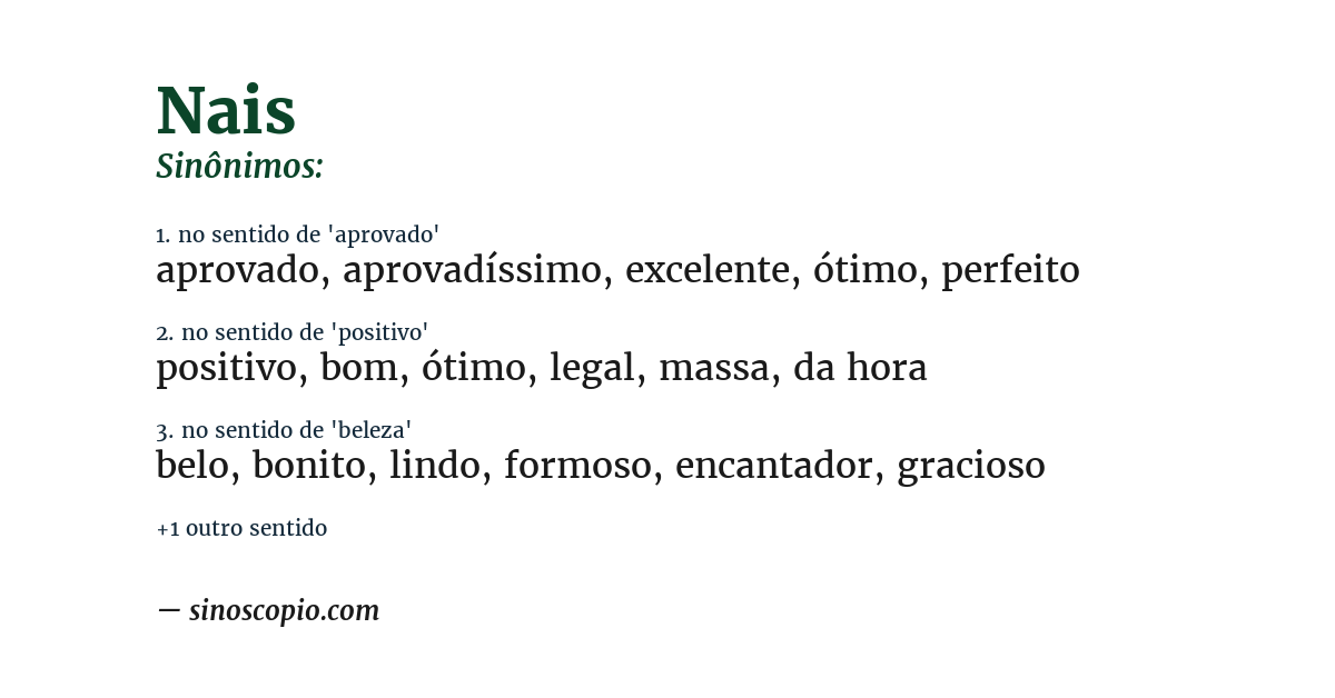 Sinônimo de nais