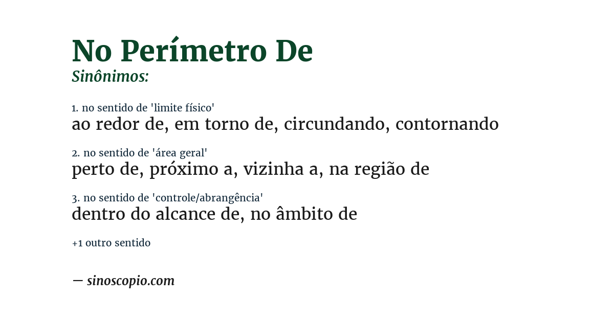 Sinônimo de no perímetro de