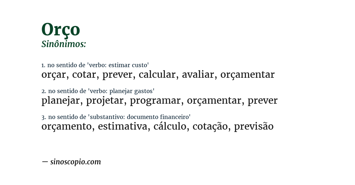 Sinônimo de orço