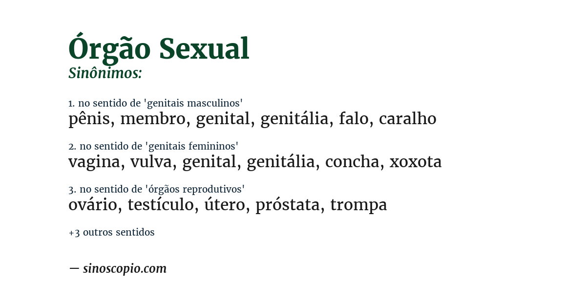 Sinônimo de órgão sexual