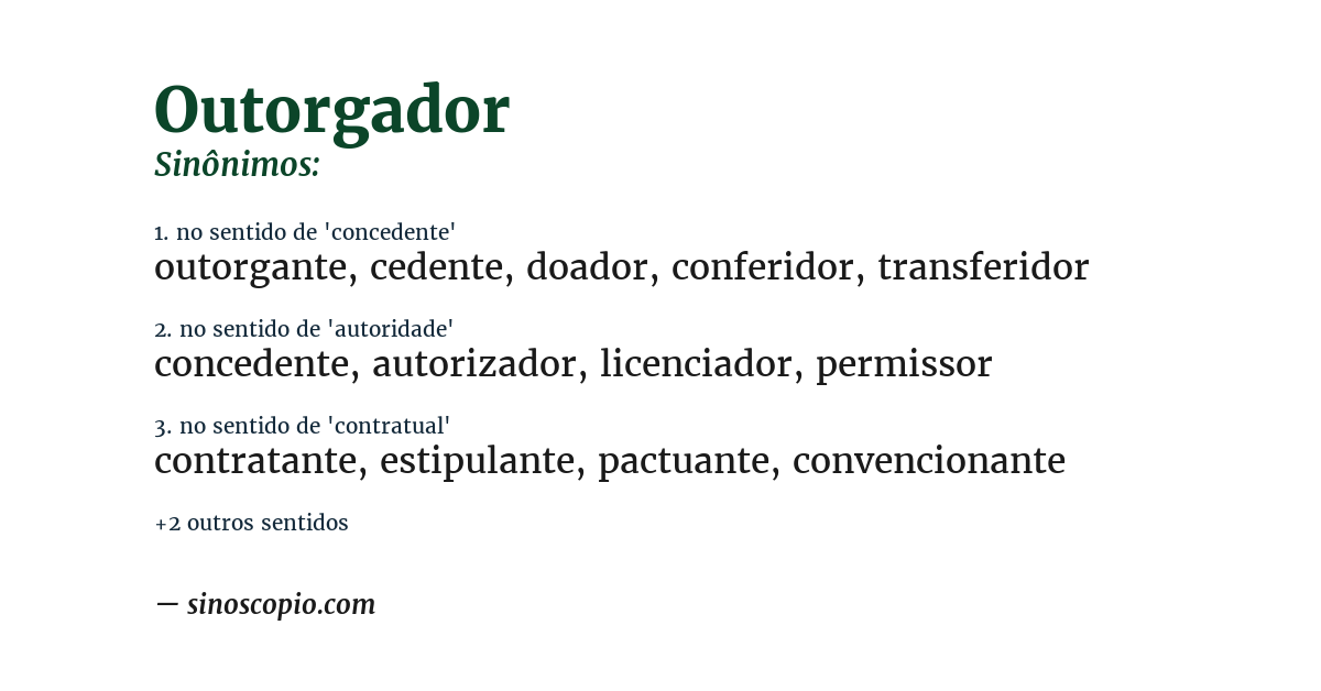 Sinônimo de outorgador