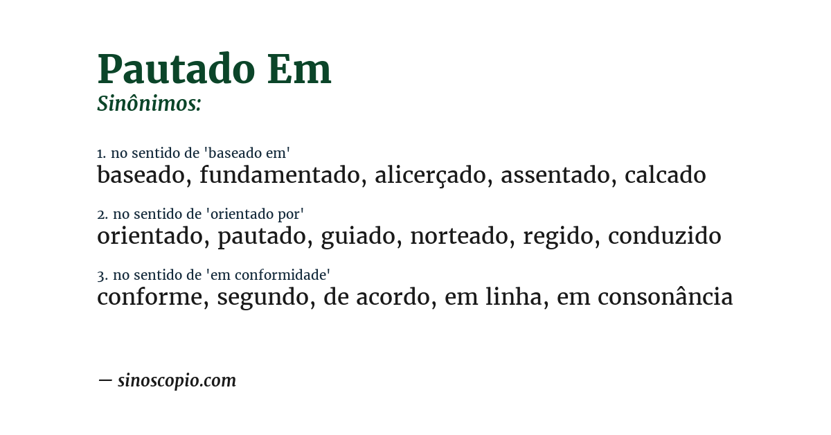 Sinônimo de pautado em