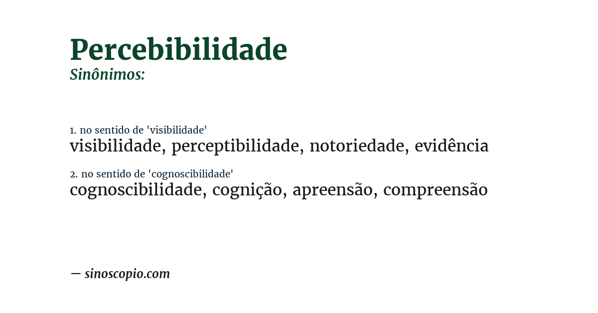 Sinônimo de percebibilidade