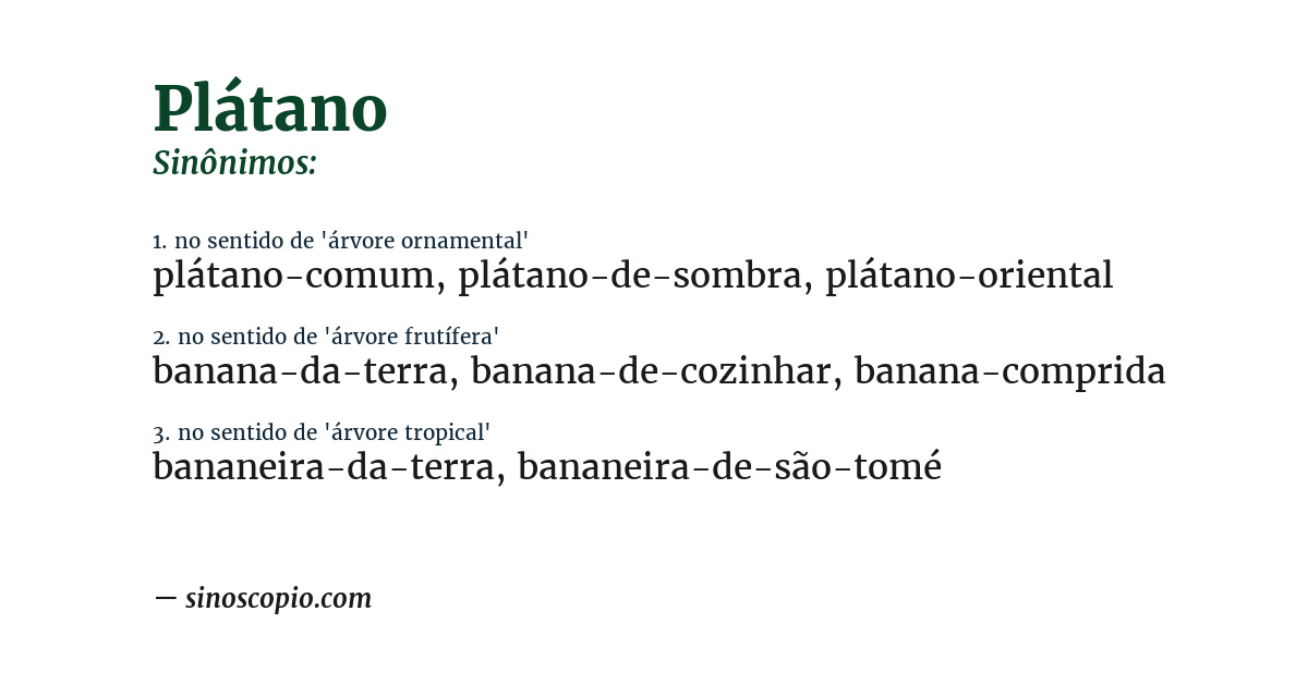 Sinônimo de plátano