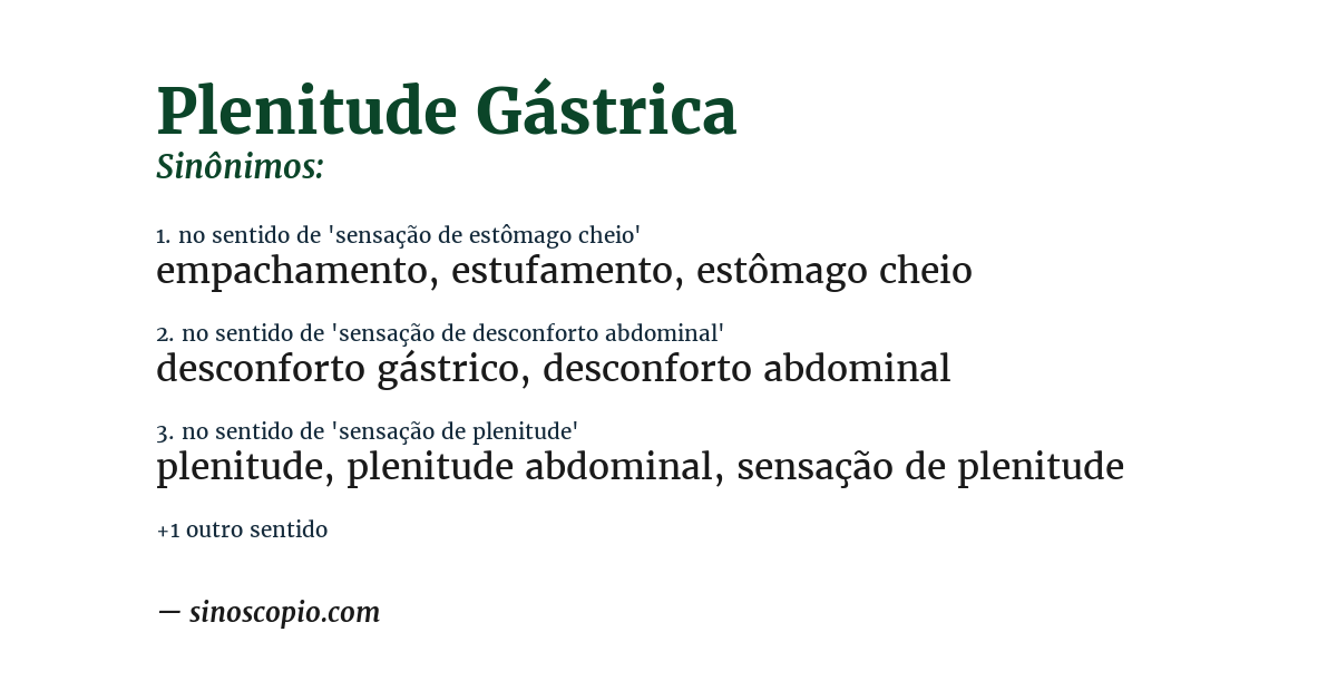 Sinônimo de plenitude gástrica