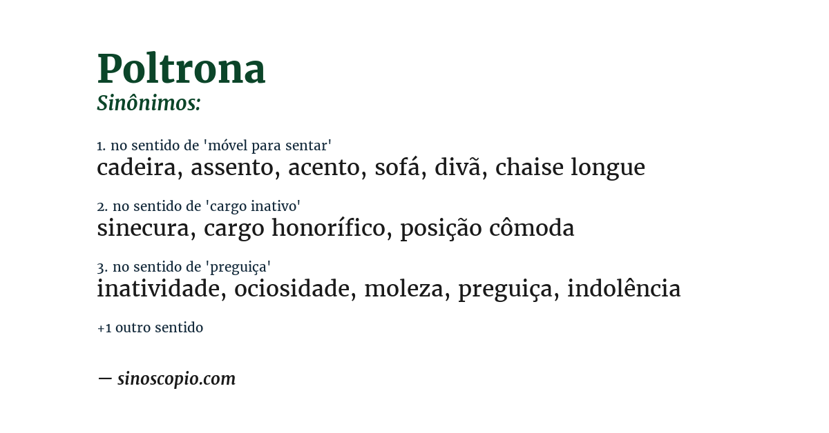 Sinônimo de poltrona