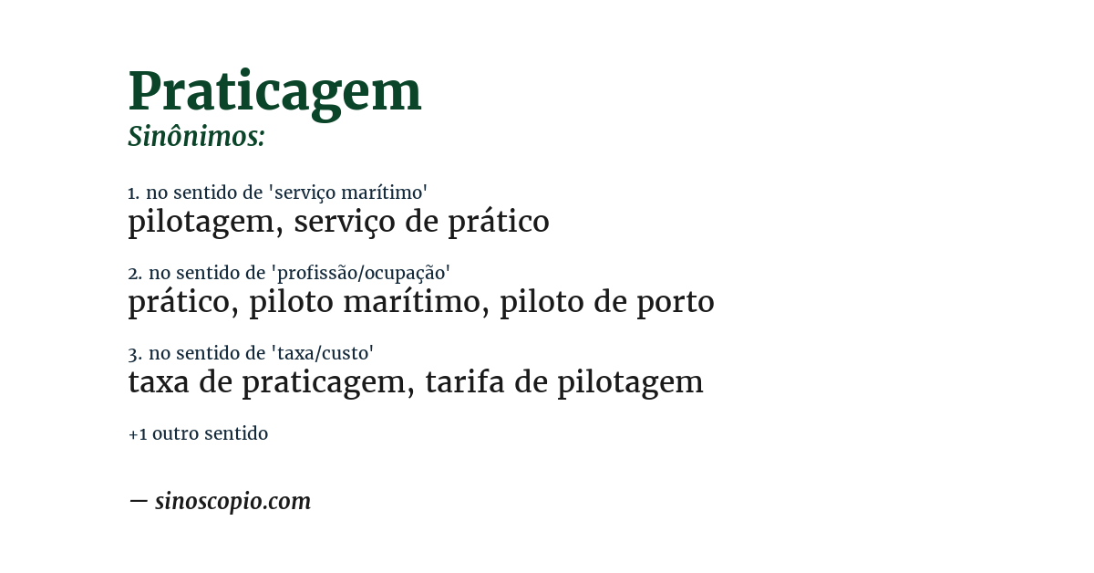 Sinônimo de praticagem