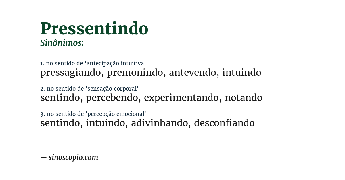 Sinônimo de pressentindo