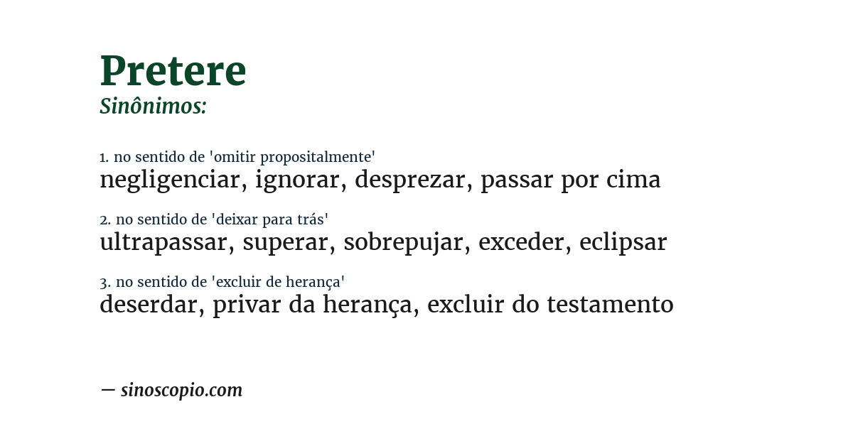 Sinônimo de pretere