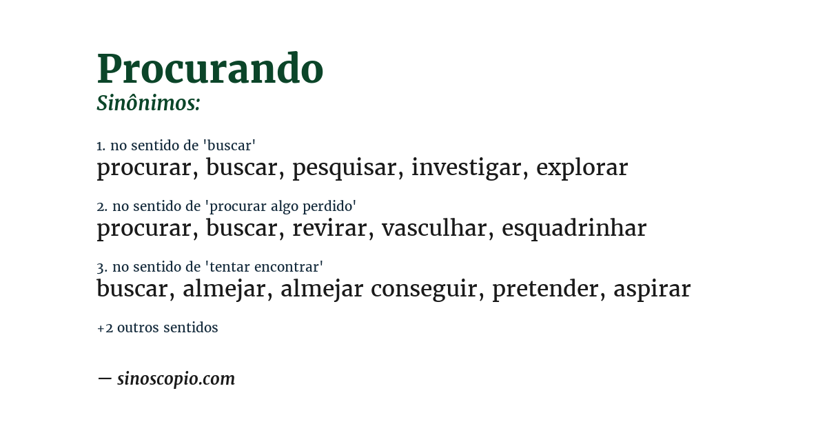 Sinônimo de procurando