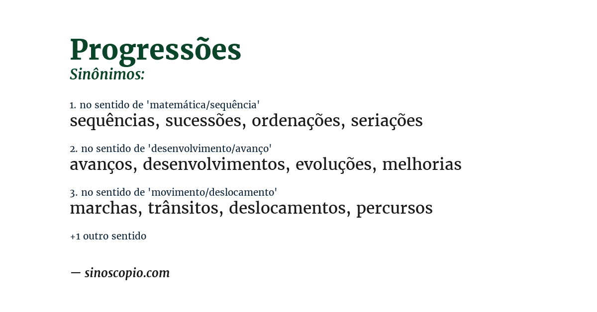 Sinônimo de progressões