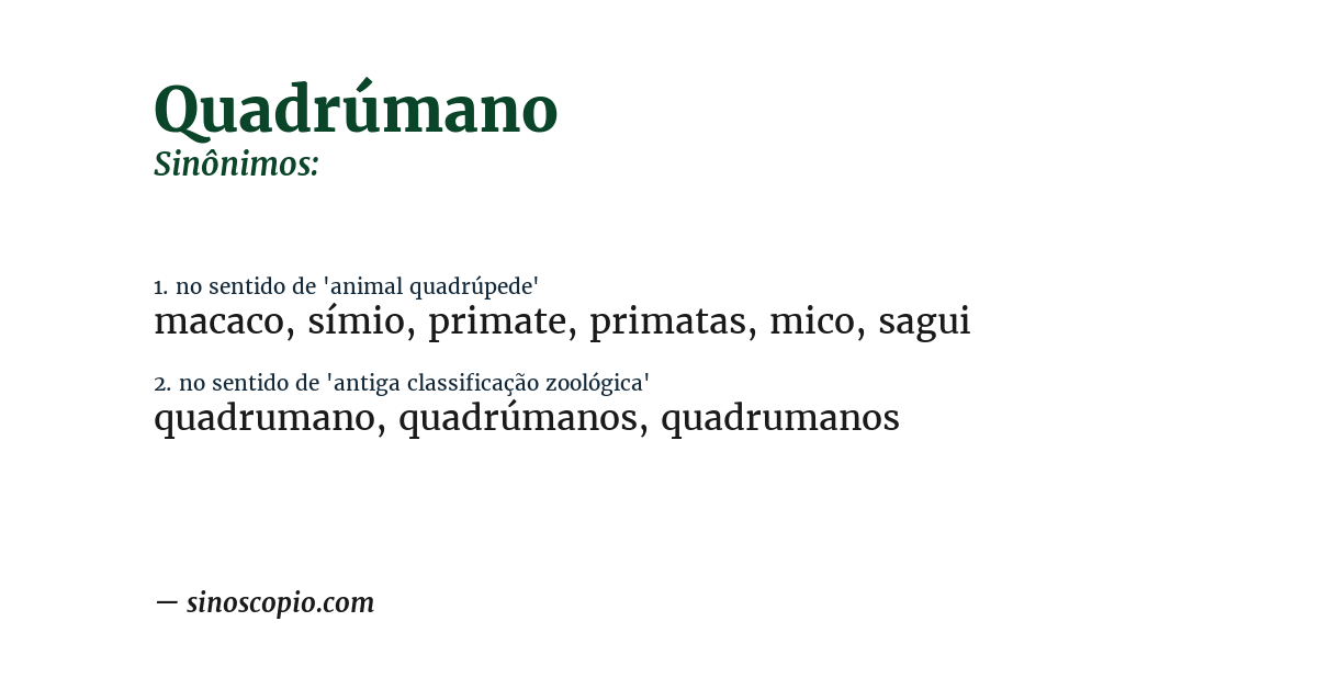 Sinônimo de quadrúmano