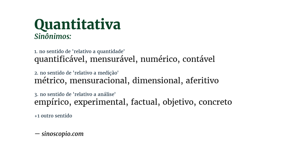 Sinônimo de quantitativa
