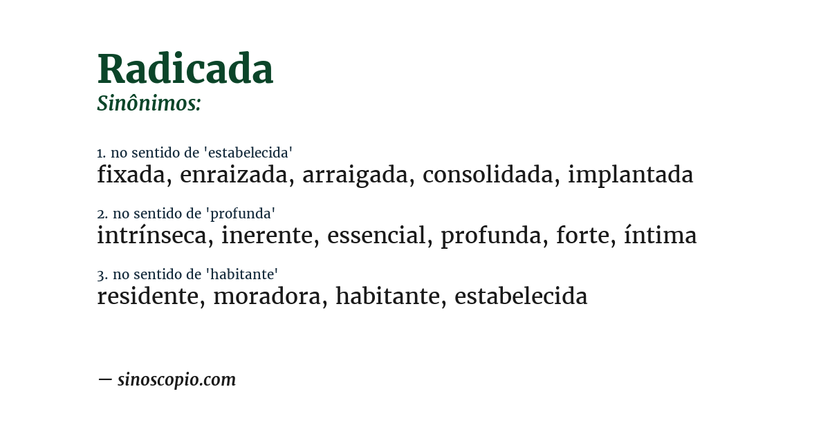 Sinônimo de radicada