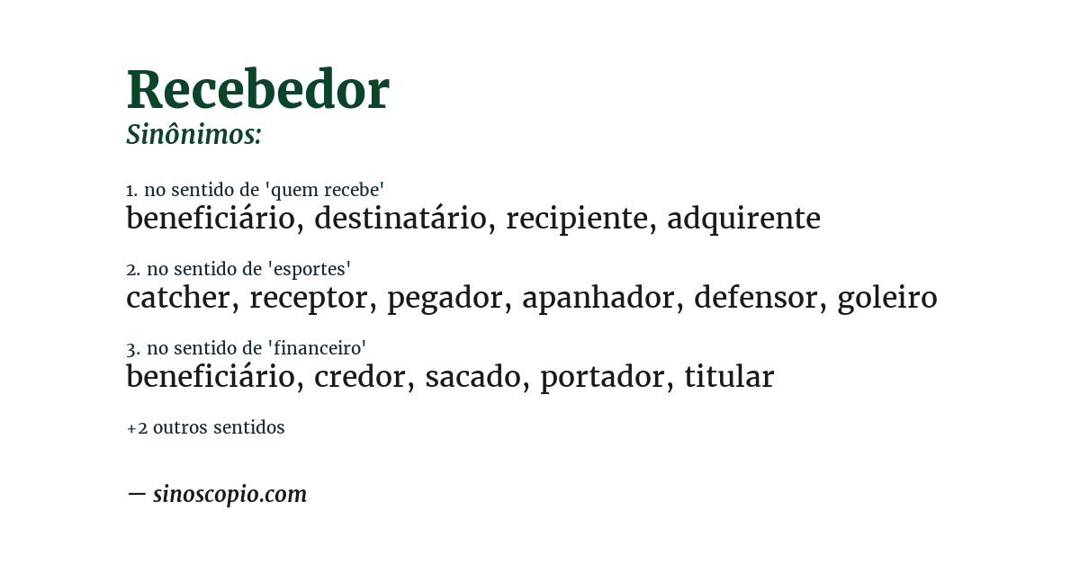 Sinônimo de recebedor