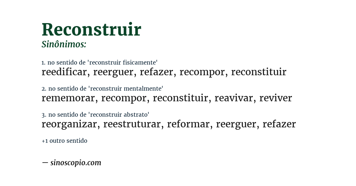 Sinônimo de reconstruir