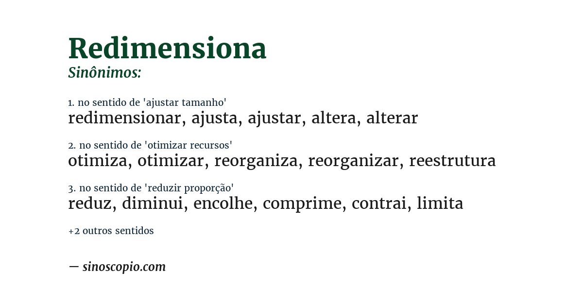 Sinônimo de redimensiona