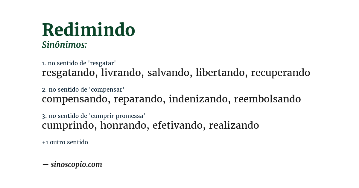 Sinônimo de redimindo