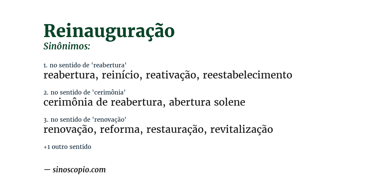 Sinônimo de reinauguração