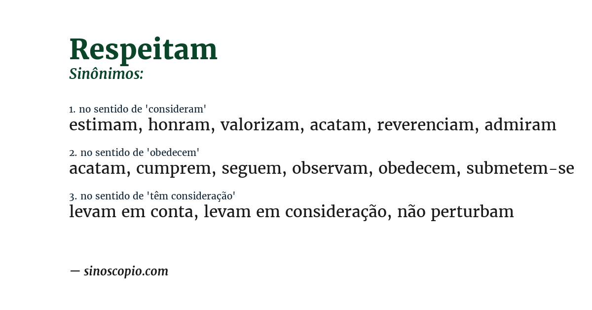 Sinônimo de respeitam