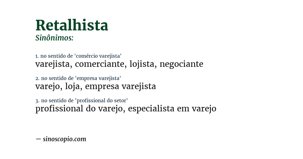 Sinônimo de retalhista