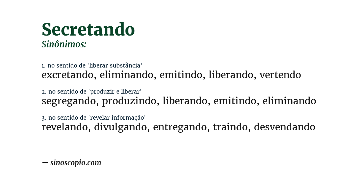 Sinônimo de secretando