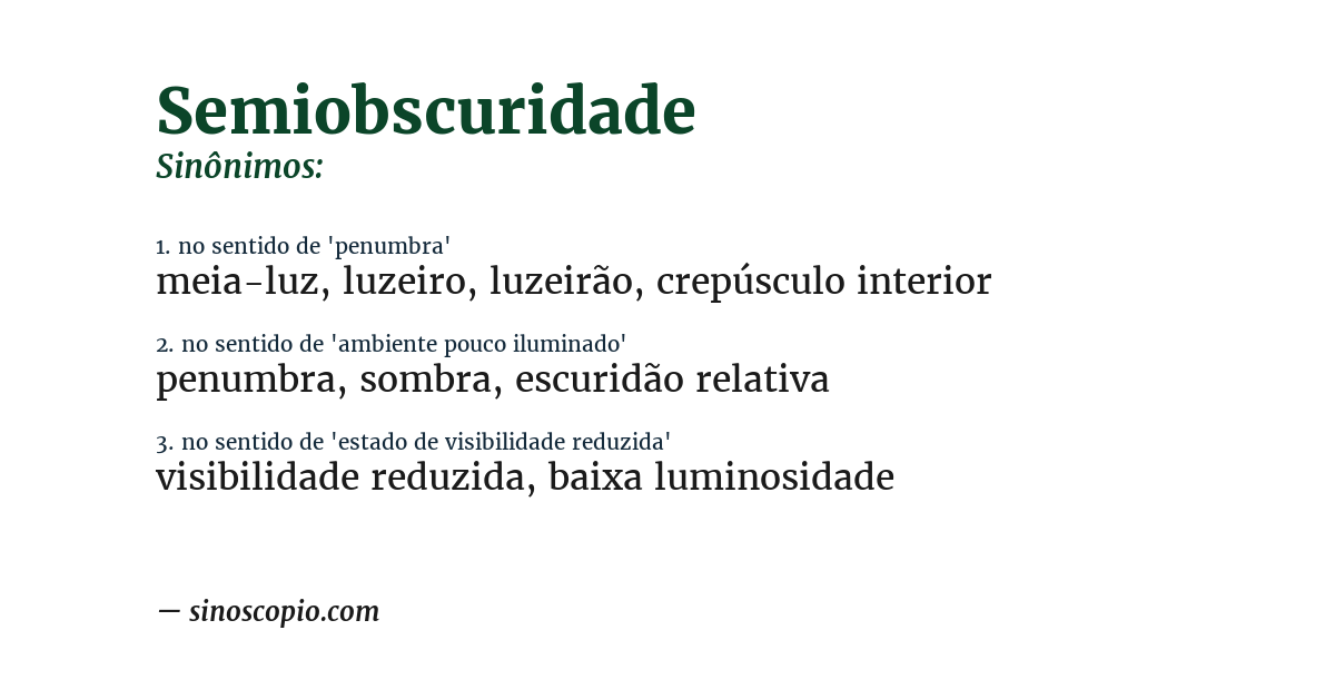 Sinônimo de semiobscuridade