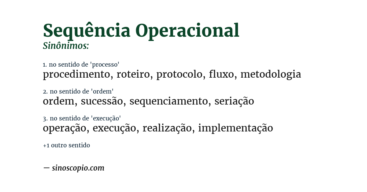 Sinônimo de sequência operacional