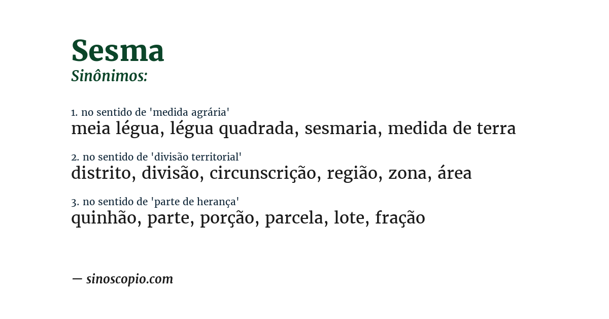 Sinônimo de sesma