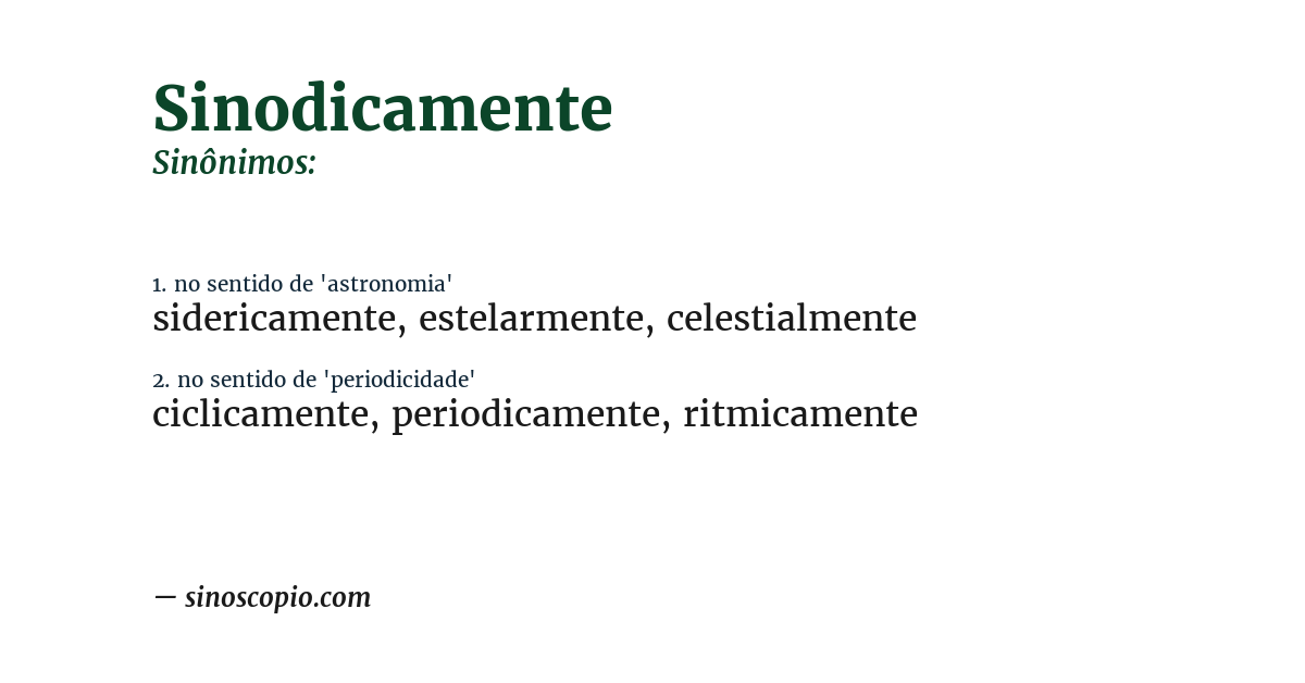Sinônimo de sinodicamente