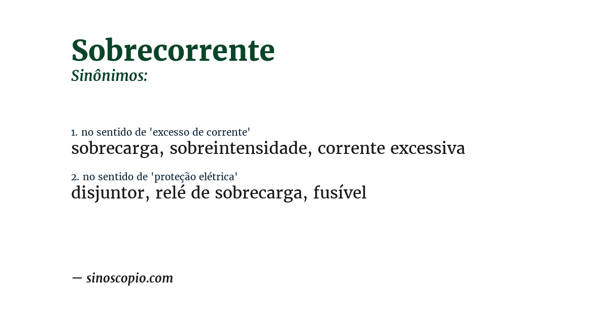 Sinônimo de sobrecorrente
