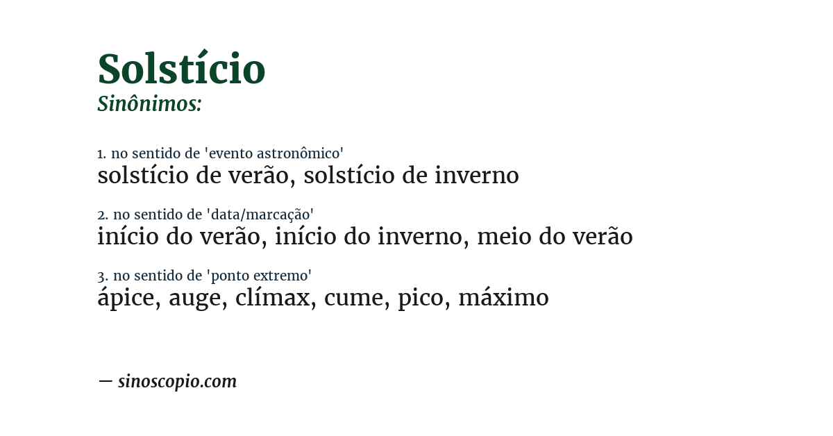 Sinônimo de solstício