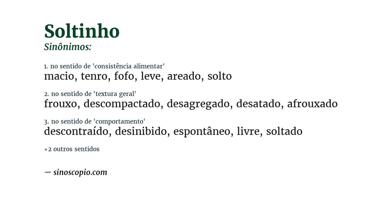 Sinônimo de soltinho