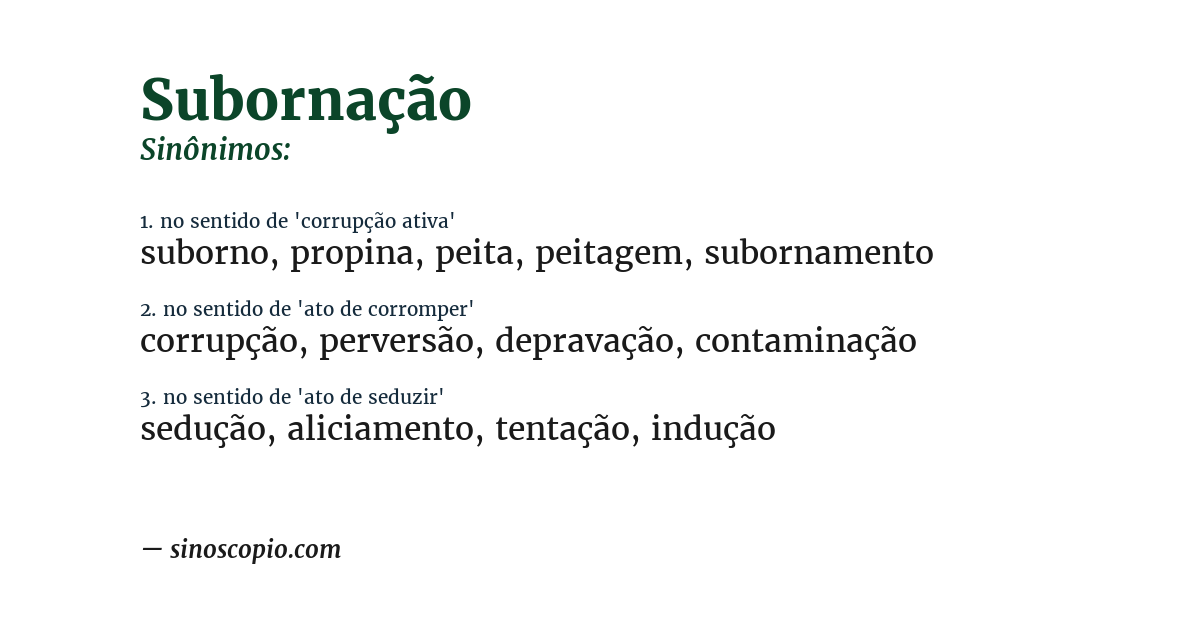 Sinônimo de subornação