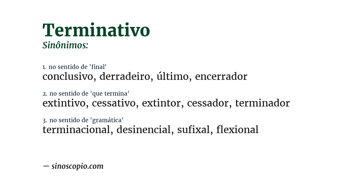 Sinônimo de terminativo