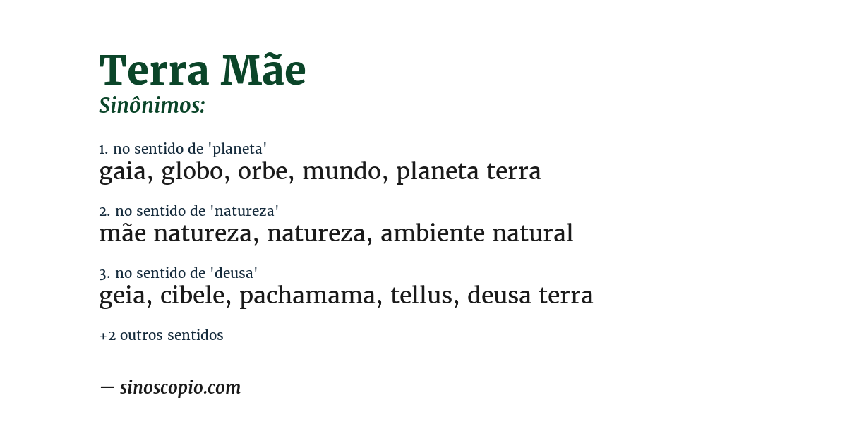Sinônimo de terra mãe