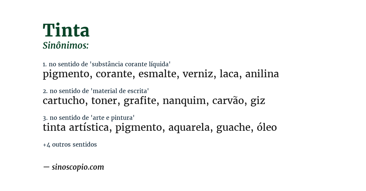 Sinônimo de tinta