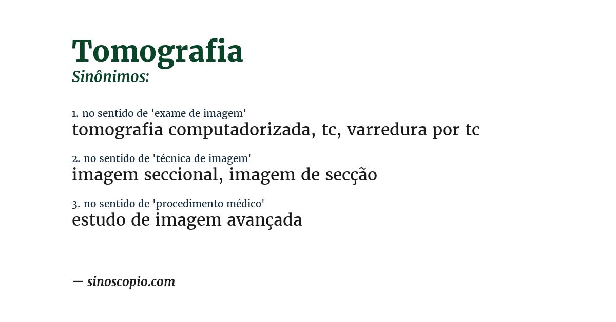 Sinônimo de tomografia