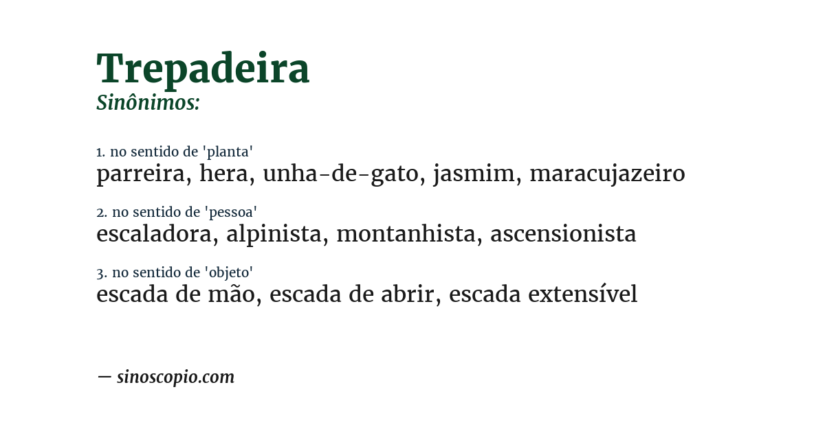 Sinônimo de trepadeira