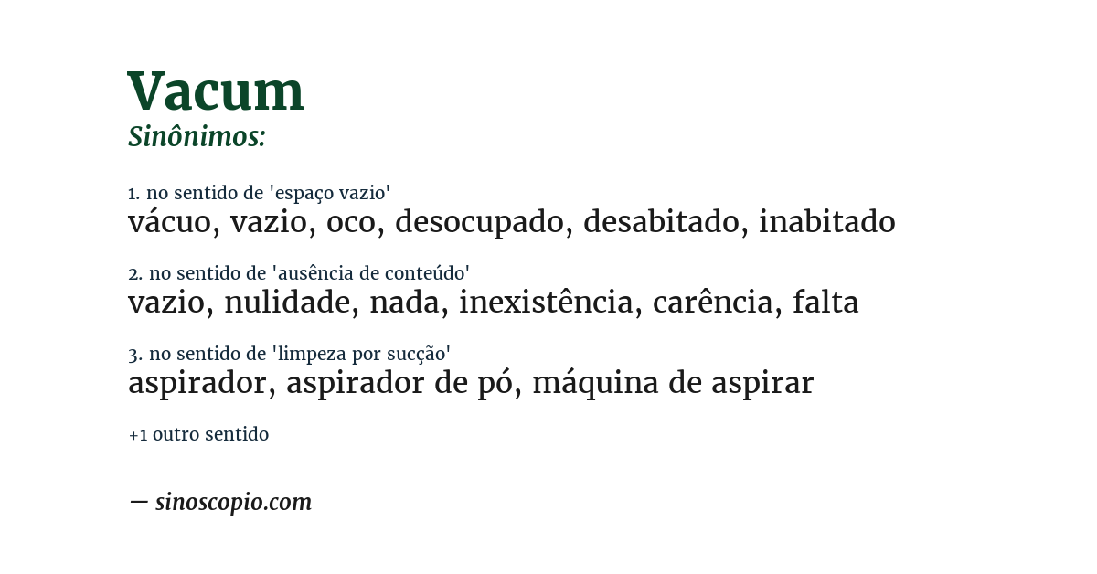 Sinônimo de vacum