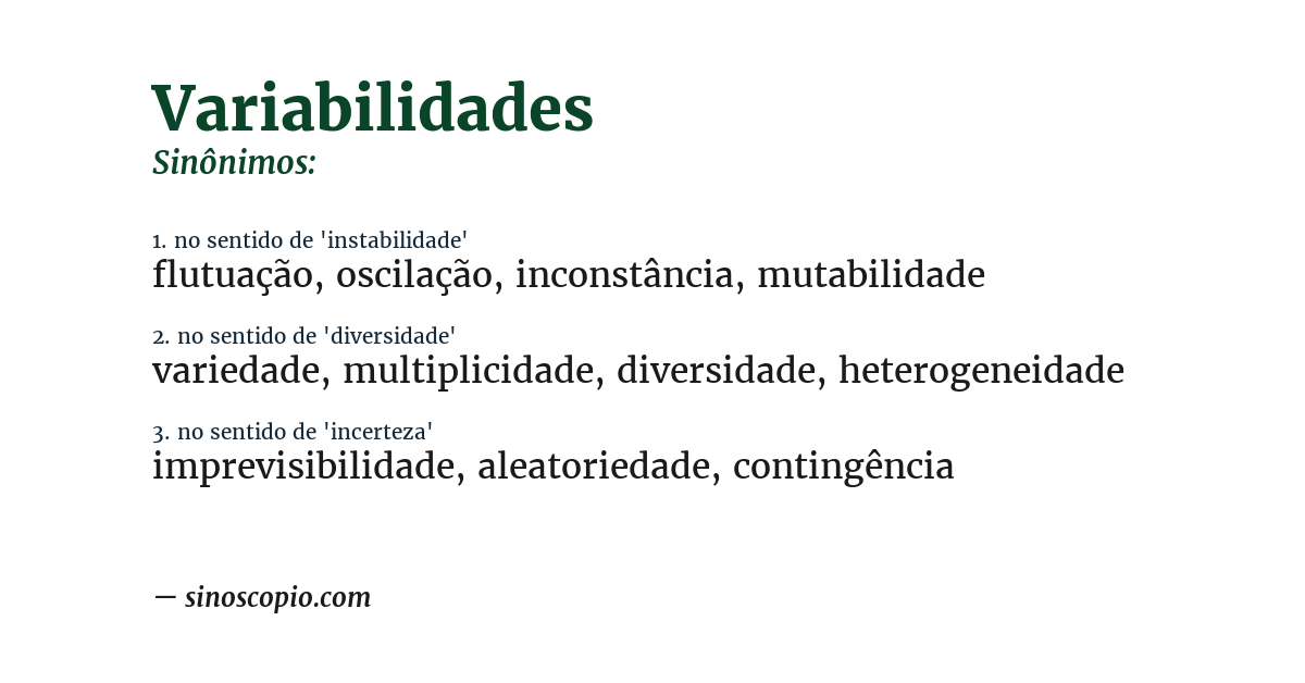 Sinônimo de variabilidades