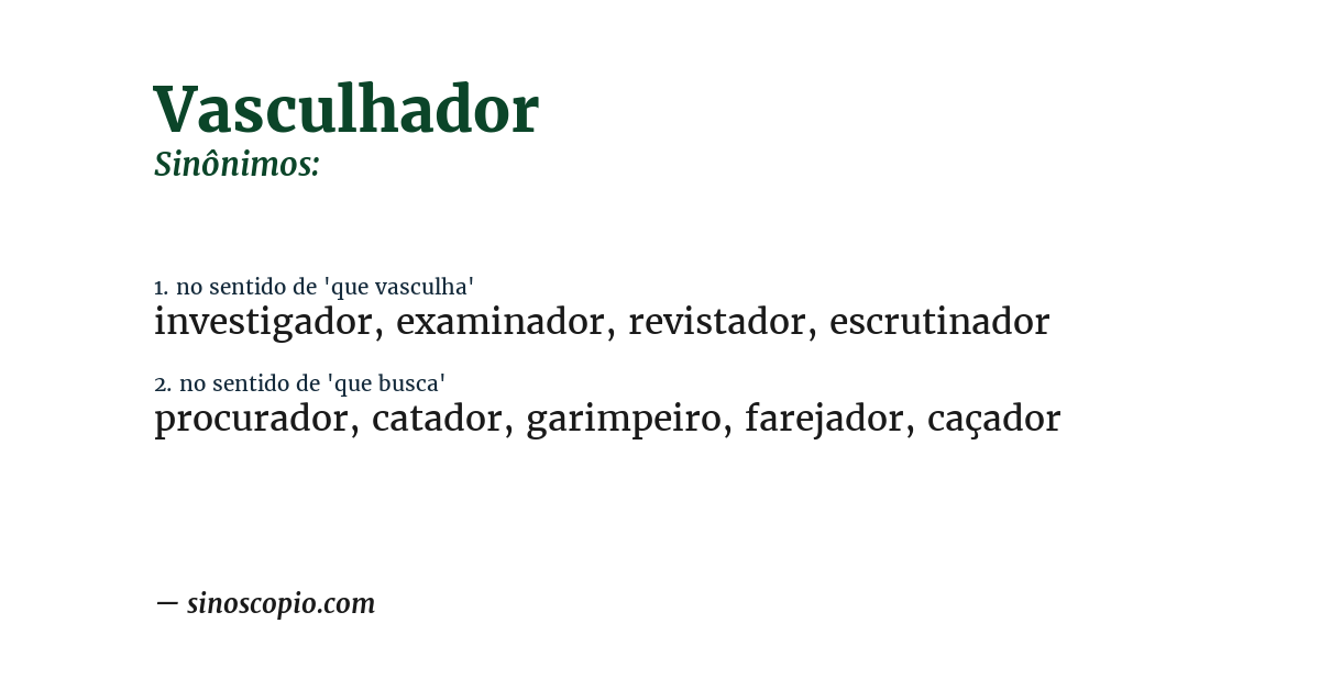 Sinônimo de vasculhador