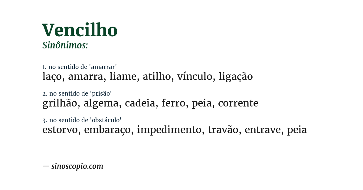 Sinônimo de vencilho
