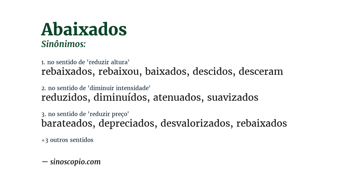 Sinônimo de abaixados