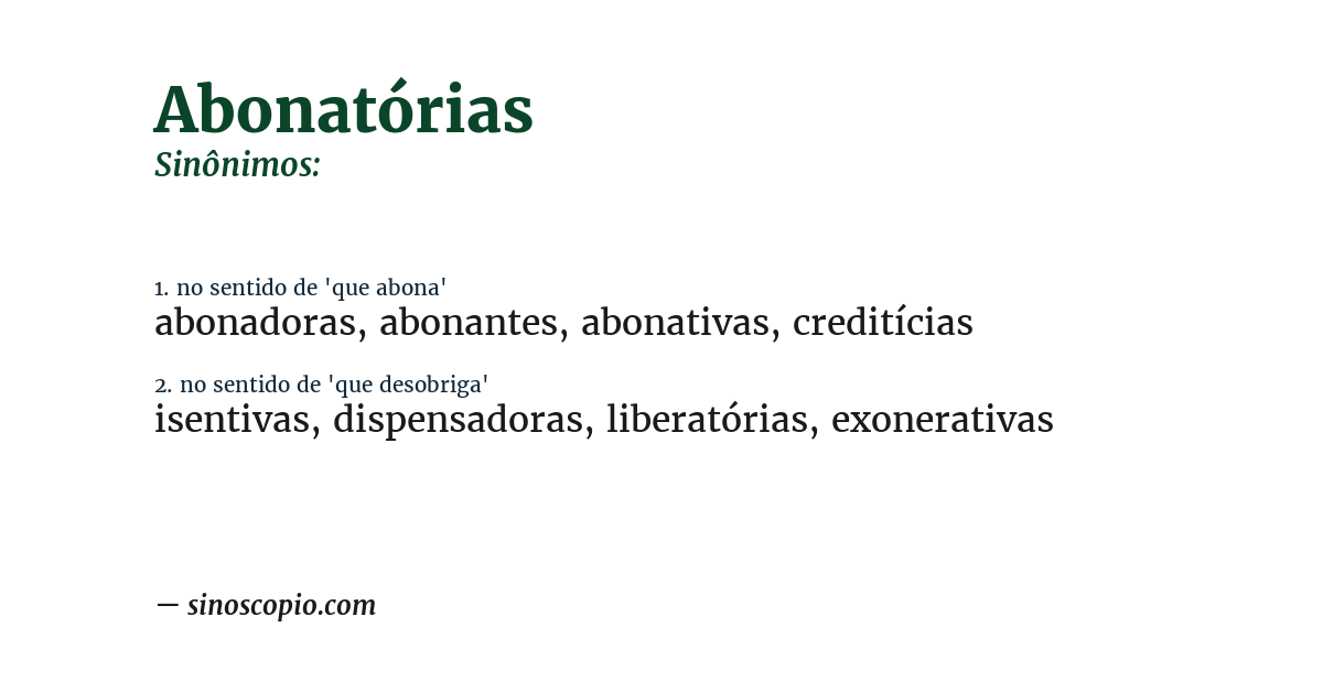 Sinônimo de abonatórias