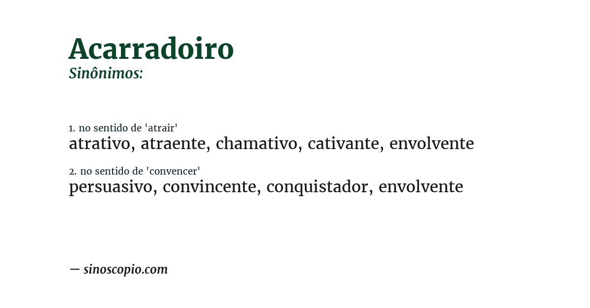 Sinônimo de acarradoiro