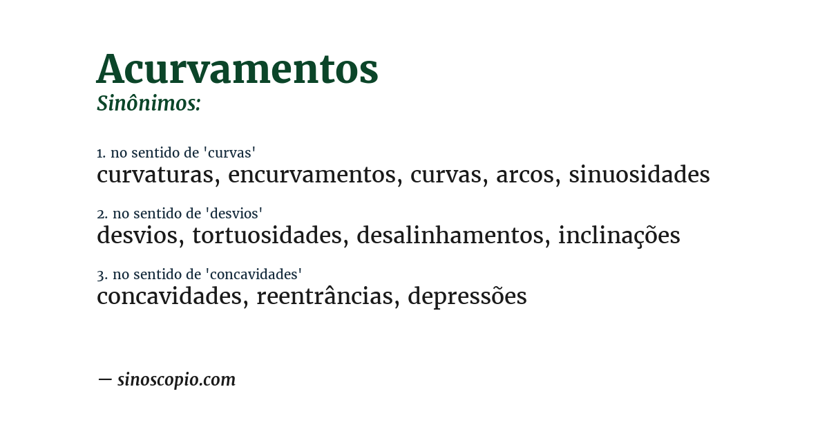 Sinônimo de acurvamentos
