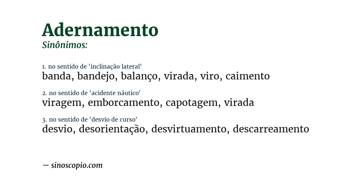 Sinônimo de adernamento
