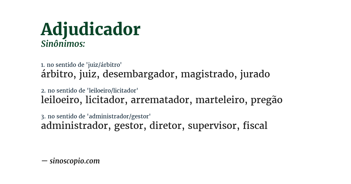 Sinônimo de adjudicador